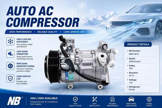 Συμπιεστής αυτόματου κλιματισμού NB614019 για Honda Accord 1.5T CV1 2018-2020, 38810-6A0-A01 38810-6A1-H01, 7PK 115mm 12V αντλία A/C